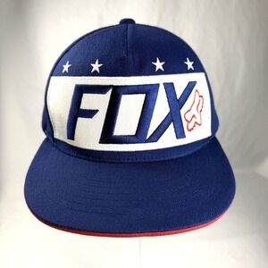 Fox Racing Adjustable Snapback Hat Cap Red White Blue True Motocross Flat Bill
